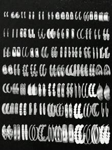 24-48 件简约几何心形与人造珍珠多层女士耳环套装，时尚珠宝礼物，适合生日、旅行、派对、日常休闲和工作 - 金黃色 - 查看 2