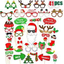 47 Pcs Christmas Photo Booth Props Set Party Glasses, Christmas Party Supplies Christmas Pose Sign Kit For Adults Kids Party Decorations, Christmas Eyeglasses Xmas Props For Photoshoot For Selfie - Multicolor - View 9