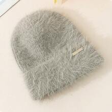 1頂女款柔軟舒適的純色針織帽子,保暖多功能,適用於秋冬休閒