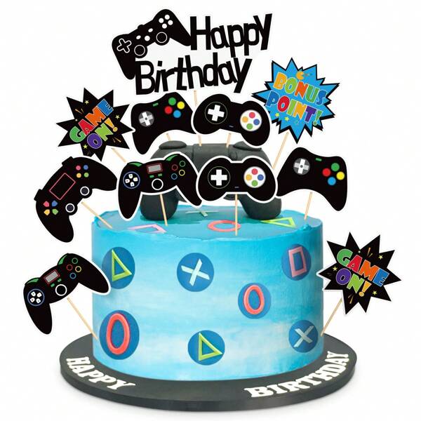 11 Pcs Video Game Happy Birthday Cake Topper Video Game Theme Cake Decoration For Game Theme Birthday Party Cake Decoration