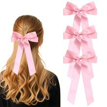 Juego de 3 piezas de accesorios para el cabello, pinzas para el cabello con lazo de cola larga de doble capa, pinzas para coleta, accesorios para el cabello de niñas - A - Ver 21