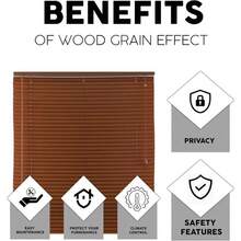 Easy Fit PVC Venetian Blinds - Trimmable Fittings, Twist Open Close Shutter - Walnut - View 4