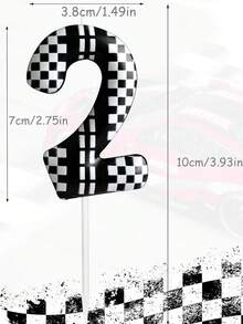Black & White Plaid Racing Number 0-9 Birthday Theme Anniversary Celebration Party Cake Decorative Candles - Multicolor - View 8