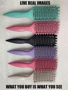 2025 Professional Curling Hair Brush, Create Perfect Curls, Waves And Spirals - Anti-Frizz, Smooth And Easy To Comb, Salon-Level Styling, Hair Brush, Comb, Edge Brush, Hairbrush, Detangling Brush, Ball Brush, Mini Hair Brush, Hair Brush Set, Wooden Brush - Multicolor - View 2