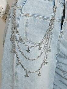 1 pièce Chaîne de taille avec pendentif pentagramme punk hip-hop, chaîne de pantalon en métal, convient pour le port quotidien, l'été, l'école - Multicolore - Voir 15