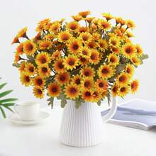 1PC/3PCS/5PCS Artificial Flowers-Silk Chrysanthemum, Daisy Bouquets Fake Chrysanthemum, Daisy For Spring Wedding Vase For Home Dining Room Bedroom Decorations, Festival Birthday Party Accessories, Outdoor Garden Decorations Spring Home Decor - Yellow - View 1