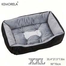 KEMORELA 四季适用矫形毛绒狗床 - 高回弹，舒适支撑，白色 PP 填充，适合小型到大型犬种