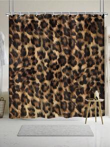 4 件豹纹浴室套装 - 现代时尚性感花卉豹纹艺术防水浴帘，带 12 个挂钩、防滑浴垫、U 型马桶盖、浴室装饰 - 彩色 - 查看 12