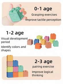 Klocki dla niemowląt, klocki dla maluchów, zabawki do układania i budowania dla niemowląt, 16.08.2024 Miękkie i edukacyjne klocki – cyfry, kształty, klocki na baby shower, kolory, zwierzęta – jeden, dwa, ściśnij – 6 miesięcy +, zabawki do układania dla maluchów w wieku 1-3 lat, losowy kolor