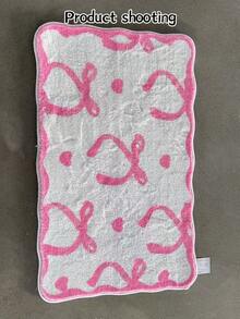 1pc Lovely Bow Design Bathroom Mat Carpet, Sweet & Cute Style Girly Carpet, Soft & Comfortable Faux Wool Carpet, Suitable For Living Room, Bedroom, Closet, Entryway, Kitchen, Bedside, Durable & Dust-Proof