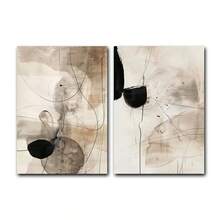 Set Of 2 Abstract Black Beige Wall Art Prints, Minimalistic Art Poster, Industrial Fashion Wall Art, Minimalist Abstract, Japandi Art, No Frame - Multicolor - View 14