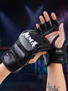 1 Pair Of Pu Boxing Gloves Mma Gloves Half Finger Sandbag Taekwondo Muay Thai Gloves Professional Boxing Training Equipment