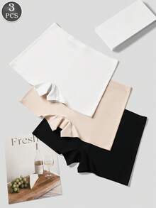 3条装无缝收腹提臀内裤，纯色三角裤和低腰裤，柔软弹力塑身内衣，防卷边腰带，防摩擦短裤 - 彩色 - 查看 7