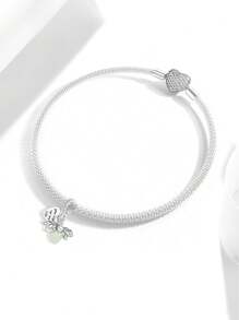 Pingente Bola de Charme de Abelha Luminosa de Prata Esterlina 925, Adequado para Pulseiras DIY Joias Femininas