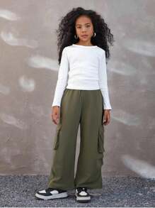 Halloween Kids Costumes Girls Clothes Piece Outfit Ribbed-Shirt Top + Cargo Pants, Girls Fall Clothing Set, Sizes-12 Years