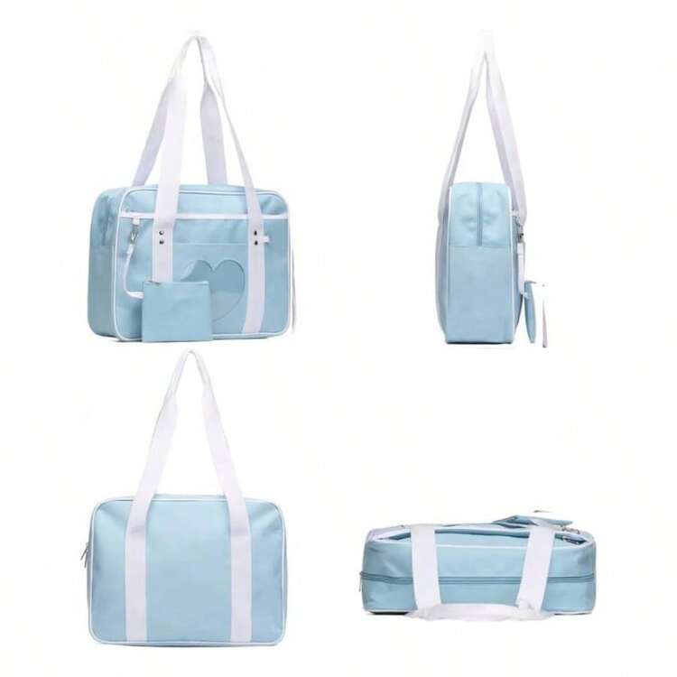 Kawaii Ita Bag Japanese School Bag Cute Tote Bag Large Shoulder Anime Heart Purse - Màu xanh lam - Xem 6