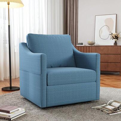 YODOLLA Swivel Armchair Cuddle Sofa Chair,Fabric Snuggle Rocker Chairs, 360°Rotating Metal Base For Living Room Bedroom