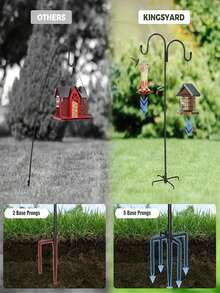 2pcs/4pcs  Heavy-Duty Adjustable Outdoor Double-Arm/Single-Arm Shepherd Hook, 4-Fork Base 38-Inch Bird Feeder, Bohemian-Style Garden Plant Basket And Wedding Hook Decoration, Durable Metal Structure Hanging Basket, Lantern And Bird Feeder, Garden Decoration, Sturdy Hook Design, Christmas, Halloween, Thanksgiving Flower Basket Festival Decoration Hook - 雙臂勾 - 查看 4