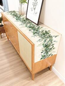 1pc Leaf Pattern Printed Table Runner, 4pcs Leaf Pattern Printed Placemats, Suitable For Holidays, Parties, Birthdays, Dinners, Kitchen & Dining Room Decor, All Season Home & Dining Decoration - Multicolor - View 4