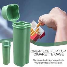 1 Peça Estojo de Cigarro Portátil com Tampa Basculante e Compartimento para Isqueiro, Caixa Protetora de Cigarro com 2/3/4/6 Furos, À Prova d'Água e à Prova de Umidade, Acessório para Fumar