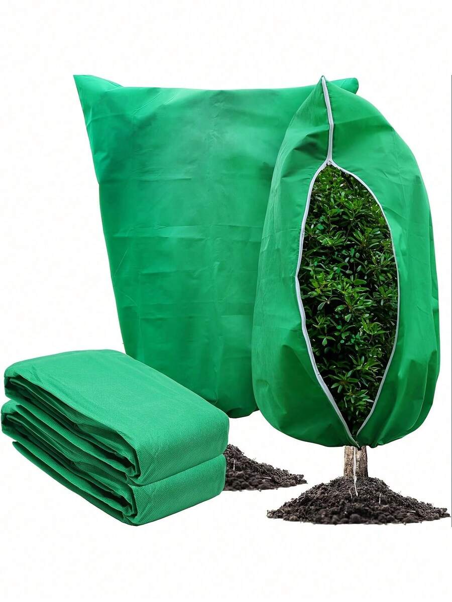 冬季抽绳植物罩植物防寒罩,带抽绳拉链的冬季植物罩,冬季防风防冻灌木盆栽植物保护罩,户外花园花卉防虫罩,防风透气防霜 - 彩色 - 查看 1