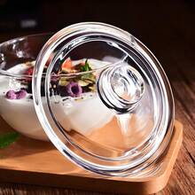 3Pcs Dinnerware Set Handle Mixing Bowl With Lid And Spoon,Bowls For Ramen,Noodles,Salads,Oatmeal,Milk,Fruits,The Set Includes A 500ml Glass Bowl, A Lid And A Small Spoon,Hot And Cold For - White - View 9