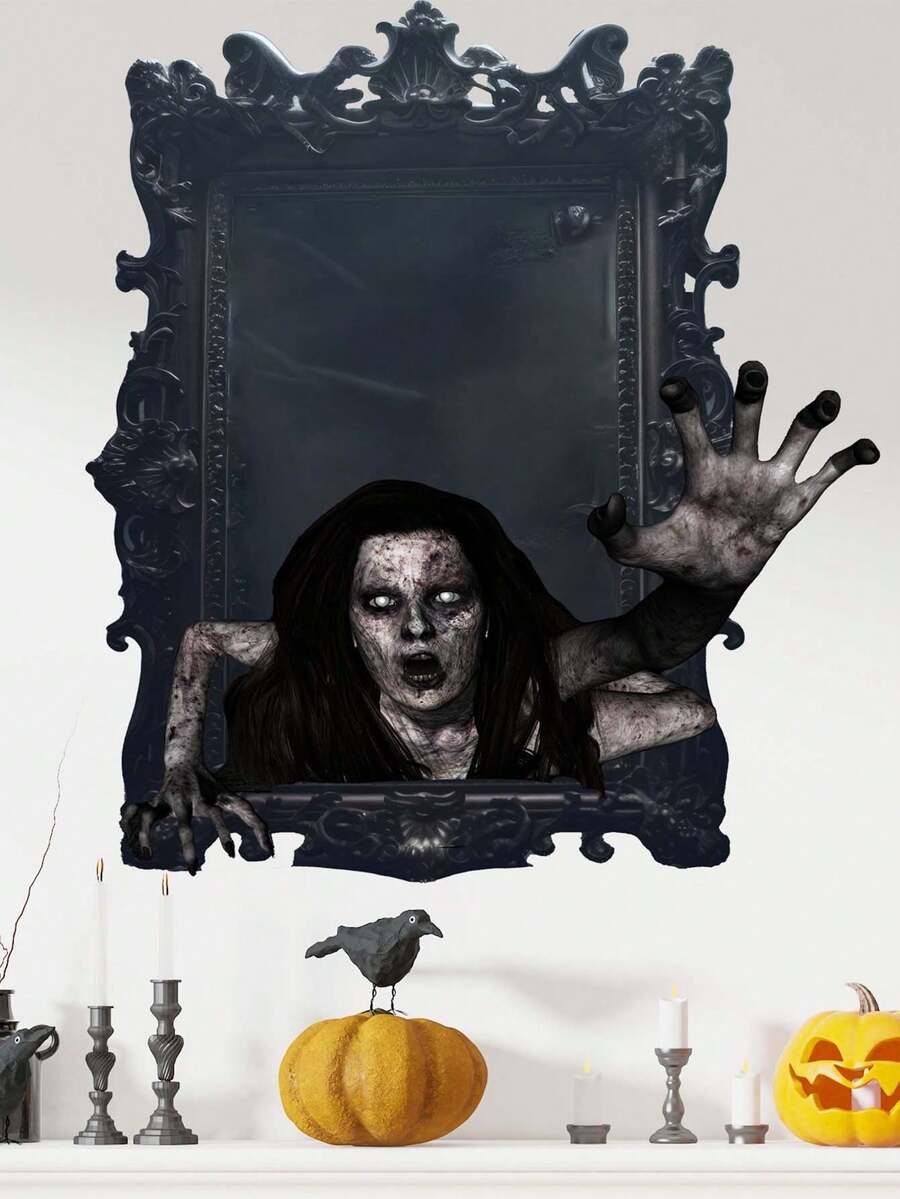 1pc Wall Sticker Halloween Picture Frame Horror Zombie Decoration Sticker PVC Sticker Material Removable Self-Adhesive Easy-To-Tear Sticker Home Decoration Make Your Life A New Holiday Decoration Sticker Birthday Graduation Gift - Multicolor - View 1