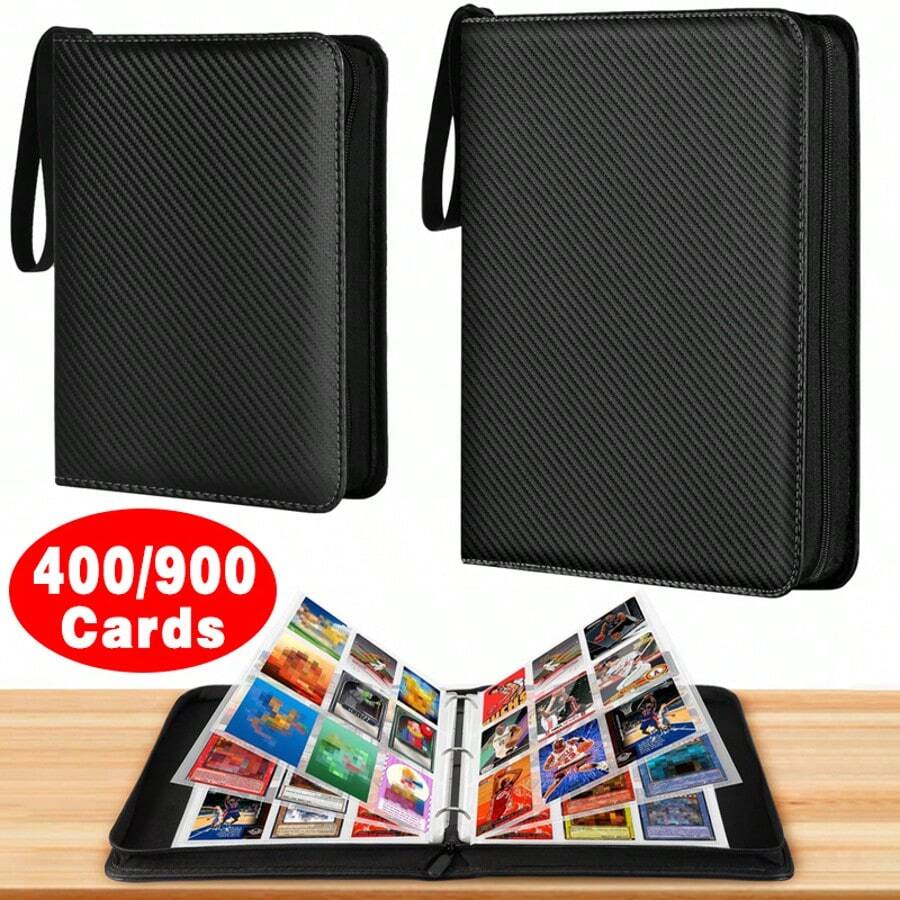 Trading Card Album Folder 4 -9 Pockets Card Binder Holder Game Card Sleeves Case - Black - View 1