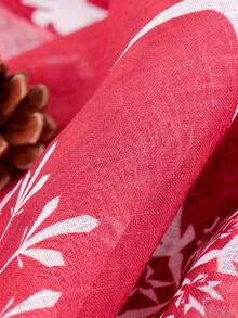 1pc Lightweight & Minimalist Fashion Christmas Red Snowflake Printed Curtain, Suitable For Living Room, Bedroom Home Decor, For All Seasons - Red - View 6