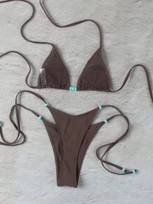 Costume da bagno bikini ufficiale Polovedo in tinta unita, di stile europeo e americano, sexy