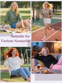 TELALEO 4 Packs Women's Long Sleeve Crewneck Shirts Oversized Long Sleeve T Shirts Crewneck Basic Casual Fall Winter Tops Workout Fashion Y2K Clothes - Multicolor - View 7