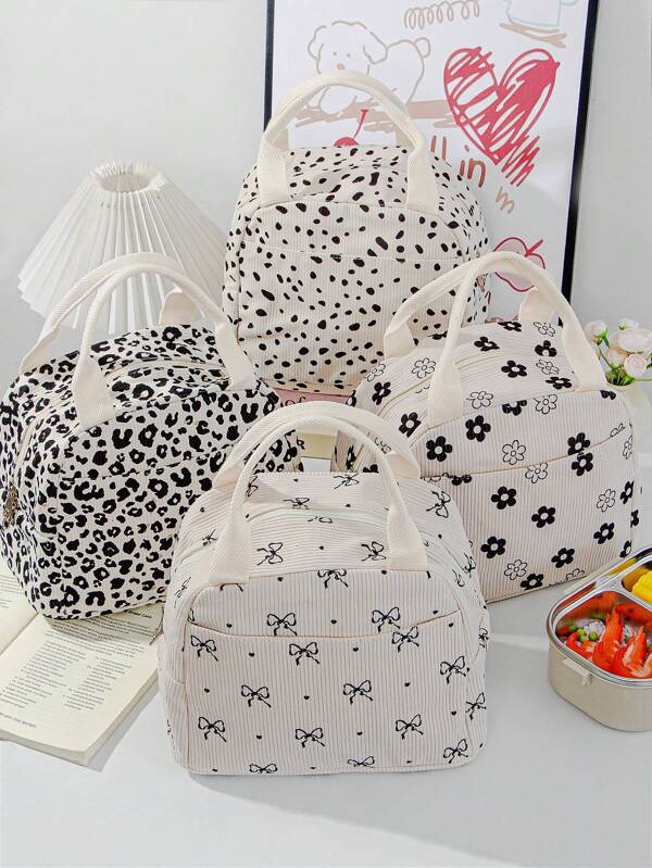 1 Peça Bolsa Térmica para Almoço Feminina, Bolsa de Almoço de Veludo Reusável, Bolsa de Armazenamento de Alimentos Fofa, Bolsa Térmica para Piquenique à Prova de Vazamento, Bolsa de Mão com Grande Capacidade, Pequeno Recipiente Térmico para Almoço para Trabalho, Escritório, Viagem, Piquenique, Escola, Mulheres, Acessórios Escolares