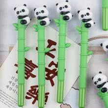 熊猫和竹子形状中性笔，高品质学生考试书写笔，可爱竹子黑色墨水笔 - 彩色 - 查看 1