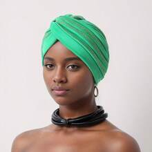 1pc New Fashion Rhinestone Decor Twist Knot Turban Hat - Multicolor - View 7