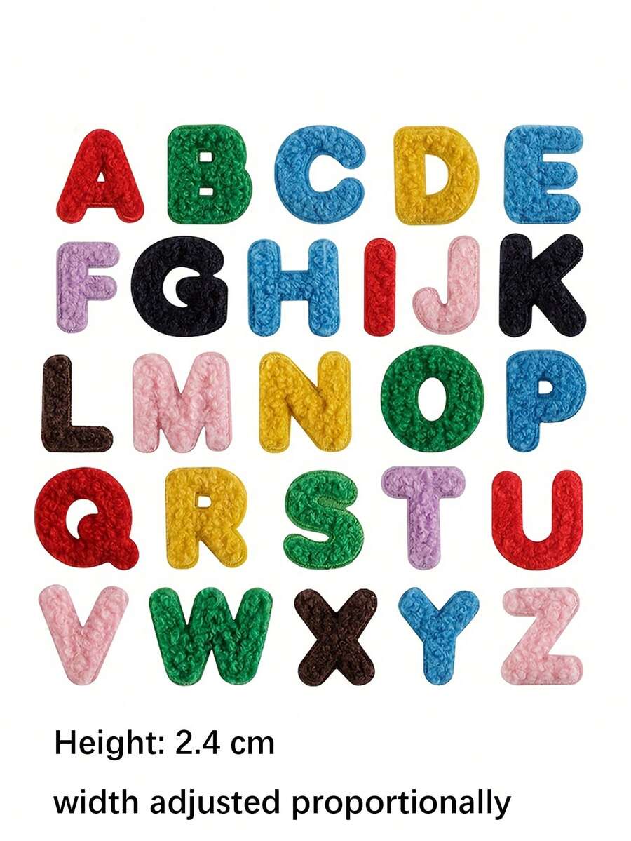 26 قطعة رقع قماش مطرزة بحروف الأبجدية A-Z متعددة الألوان، تطريز متعدد الاستخدامات من البوليستر للكي/الخياطة، مناسبة للأعمال اليدوية على الملابس والحقائب والأحذية والستائر والقبعات وإكسسوارات ديكور المنزل