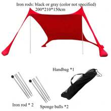 Outdoor Camping Tent, Automatic Portable Folding Tent, Easy To Build, Carry Convenience, With Storage Bag, Single Person Camping Tent Beach Hut, Foldable Beach Tent With 4 Bags Of Sand, Sand Shovel, Ground Nail And Stabilizer Bar, Additional Wind Rope, Easy To Set Up Beach Tent, UPF50+Protection, Suitable For Fishing, Family Travel,