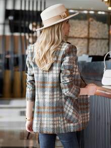 Thickened Plaid Suit Jacket For Women, Autumn/Winter 2025 New Arrival, High-End Casual Elegant Blazer - Champagne - View 4