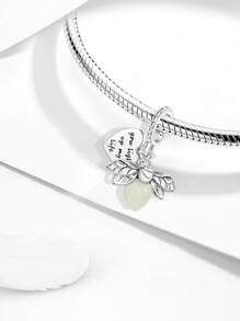 Pingente Bola de Charme de Abelha Luminosa de Prata Esterlina 925, Adequado para Pulseiras DIY Joias Femininas