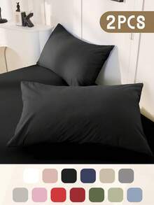 2 件枕套，多种尺寸枕套，信封封口，柔软枕套，抗皱、防褪色、防污，适用于卧室、沙发、客厅、家居装饰，不含枕芯，秋季装饰，房间装饰，返校，学校用品，白色、粉色、黑色、海军蓝、米色、灰色、绿色、蓝色、绿色 - 彩色 - 查看 28