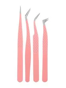 4pcs/2pcs/1pc Professional High-Quality High-Precision Stainless Steel Eyebrow, Eyelash Tweezers, Suitable For Facial Hair, Ingrown Hair, Eyelash Extension, Eyelash Lift, Eyebrow Grooming Beauty Tools