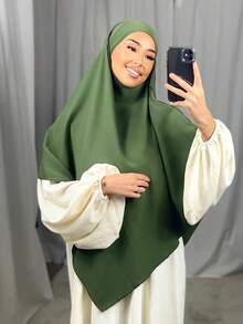 1 Khăn trùm đầu dài Khimar dành cho nữ, màu trơn, kiểu dáng cơ bản cổ điển, làm từ vải Modal mềm mại, thoáng khí, thích hợp cho cầu nguyện hàng ngày, tụ họp và thờ cúng - Khimar - Xem 13