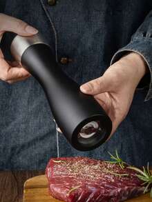 1 pieza/2 piezas/3 piezas Molinillo de pimienta manual de madera con cabezal de acero inoxidable, molinillo de pimienta negro con recubrimiento de PU, molinillo de sal marina y rosa, frasco para especias