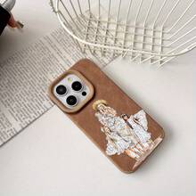 Teléfono con estampado de piel de oveja TPU, diseño moderno y elegante para el Día de la Madre. Compatible con phone 15 Pro, 16 Pro, 14 Plus, 13 RRO, 12, 11 Pro, XS, X y XR. Modelo SHJC3185 - Caqui - Ver 3