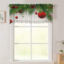 1 قطعة ستائر مطبوعة شفافة ذات نمط كرة عيد الميلاد الرائعة واللامعة، نصف معتمة، سهلة التركيب بجيب للعصا. مناسبة لغرف النوم والمكاتب، ديكور عيد الميلاد الدافئ الذي يضيف إلى مساحتك جوًا احتفاليًا ولامعًا. ديكورات عيد الميلاد ديكورات المنزل ديكور الغرفة ديكور المنزل