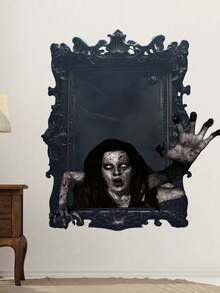 1pc Wall Sticker Halloween Picture Frame Horror Zombie Decoration Sticker PVC Sticker Material Removable Self-Adhesive Easy-To-Tear Sticker Home Decoration Make Your Life A New Holiday Decoration Sticker Birthday Graduation Gift - Multicolor - View 5