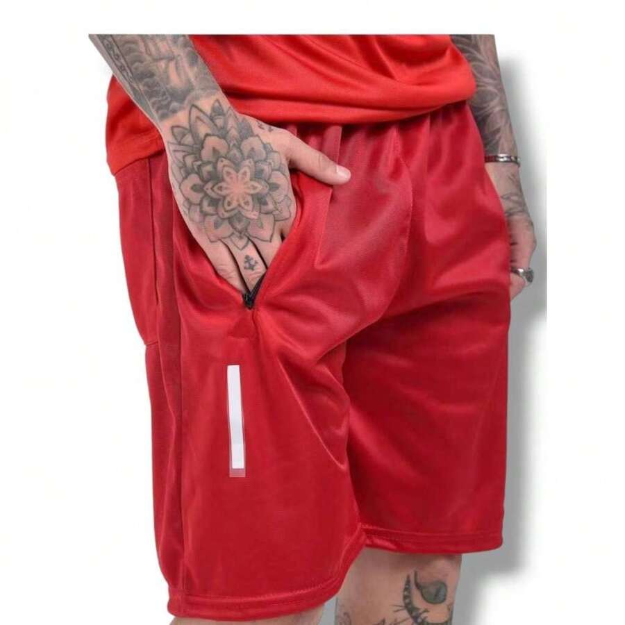 SPORTS SHORTS - WITH POCKET AND ZIPPER - MEN'S - NEW COLORS AND SIZES. - 紅色 - 查看 1