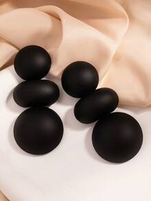 1 Pair Exaggerated Metallic Geometric Clip-On Earrings - Black - View 3