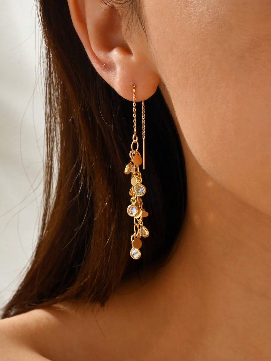 2 chiếc khuyên tai hình lá Zirconia thời trang và đa năng dành cho nữ, thích hợp cho hàng ngày, tiệc tùng, hẹn hò - Nhiều màu - Xem 1