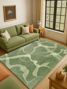 1 Piece Of Faux Cashmere Living Room Carpet Printed With Light Green Lines. Suede Delicate, Pleasant To The Touch, Non-Slip Washable Area Rug For Bedroom, Can Be Used In Living Room, Bedroom Bedside Carpet, Door Mat, Room Decoration. Suitable For Different Seasons Of Spring, Summer, Autumn And Winter.