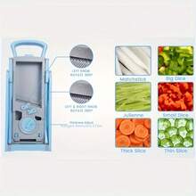 Piorlado Vegetable Slicer, Kitchen Accessaries, Adjustable Vegetable & Fruit Chopper With 4 Modes Dicer, Julienne Kitchen Chopping Artifact - Blue - View 8